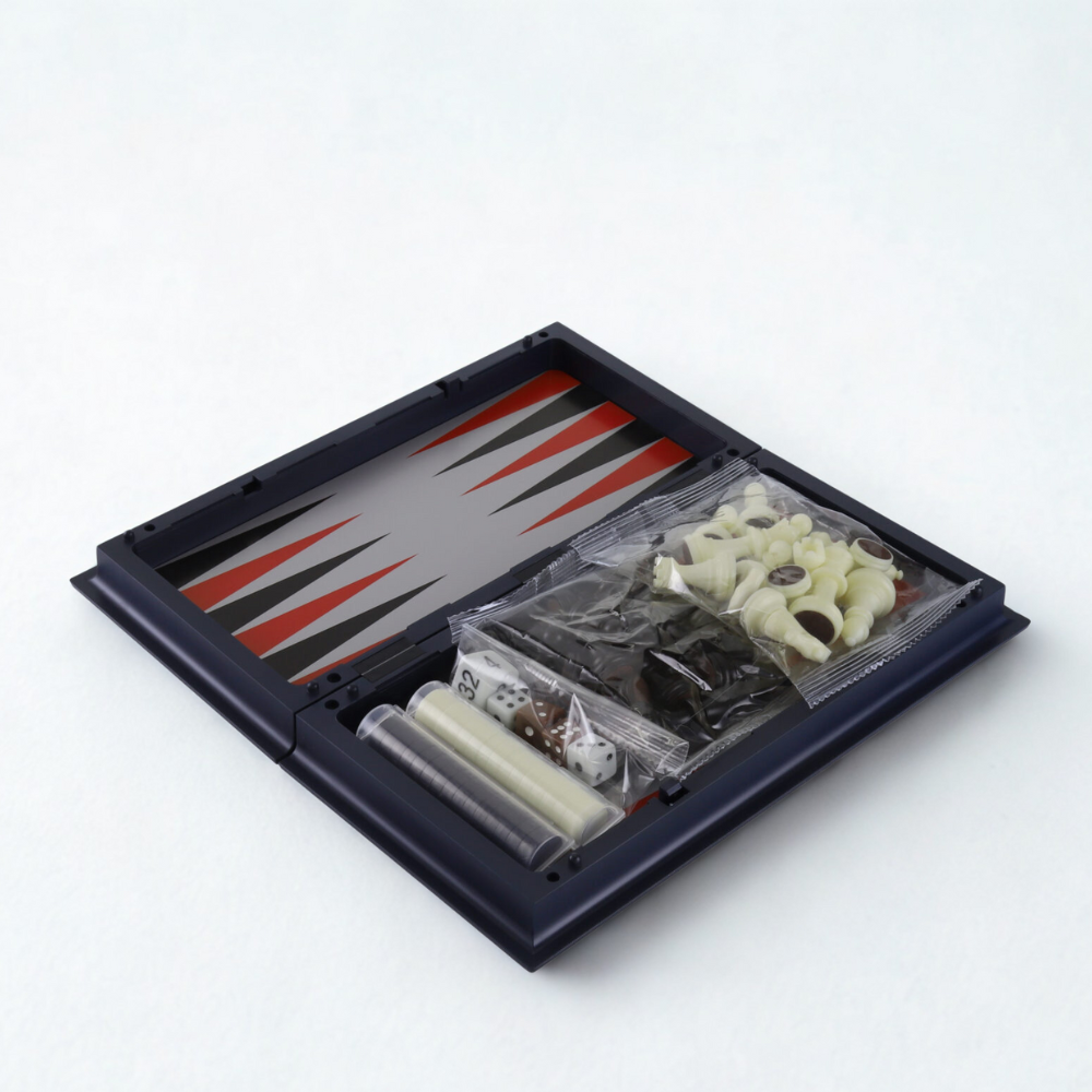 3 in 1 Folding Chess Checkers Backgammon Set