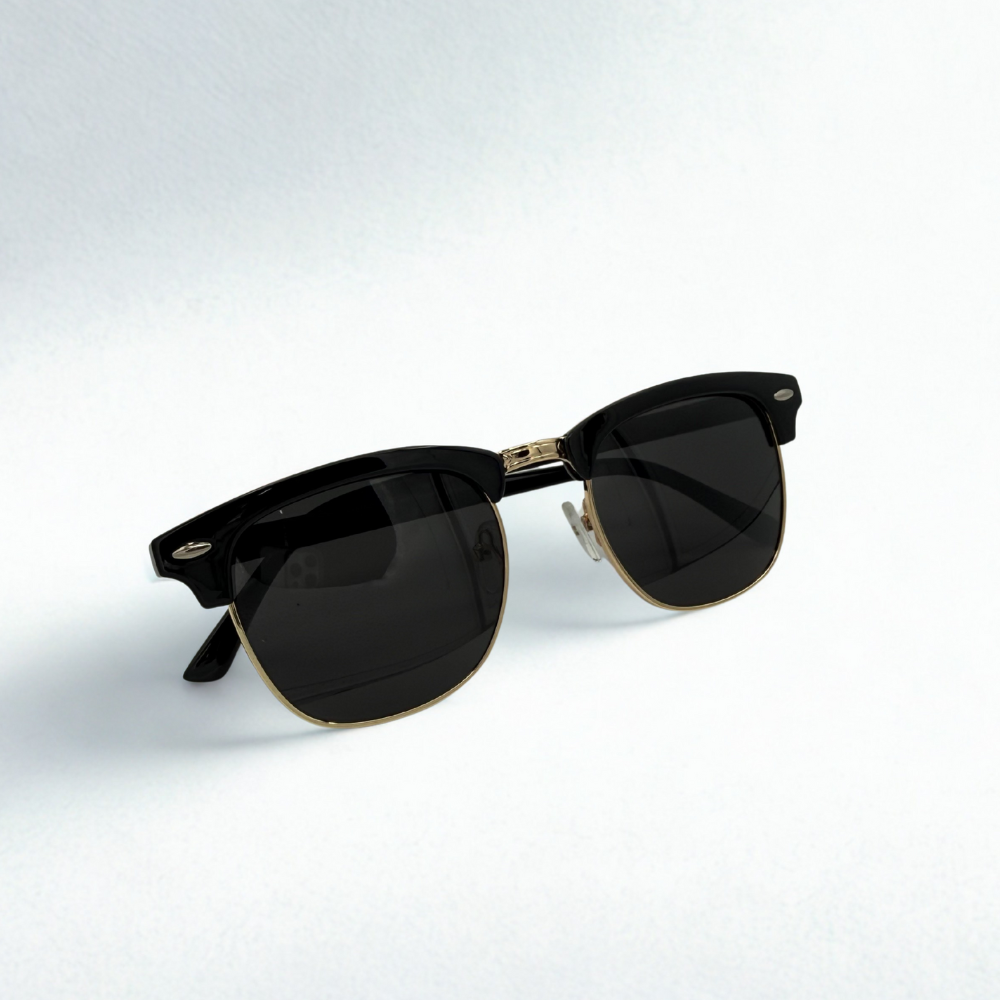 Classic Sunglasses – Retro Half-Frame Shades with Sleek Black Finish (Blitz Sale)