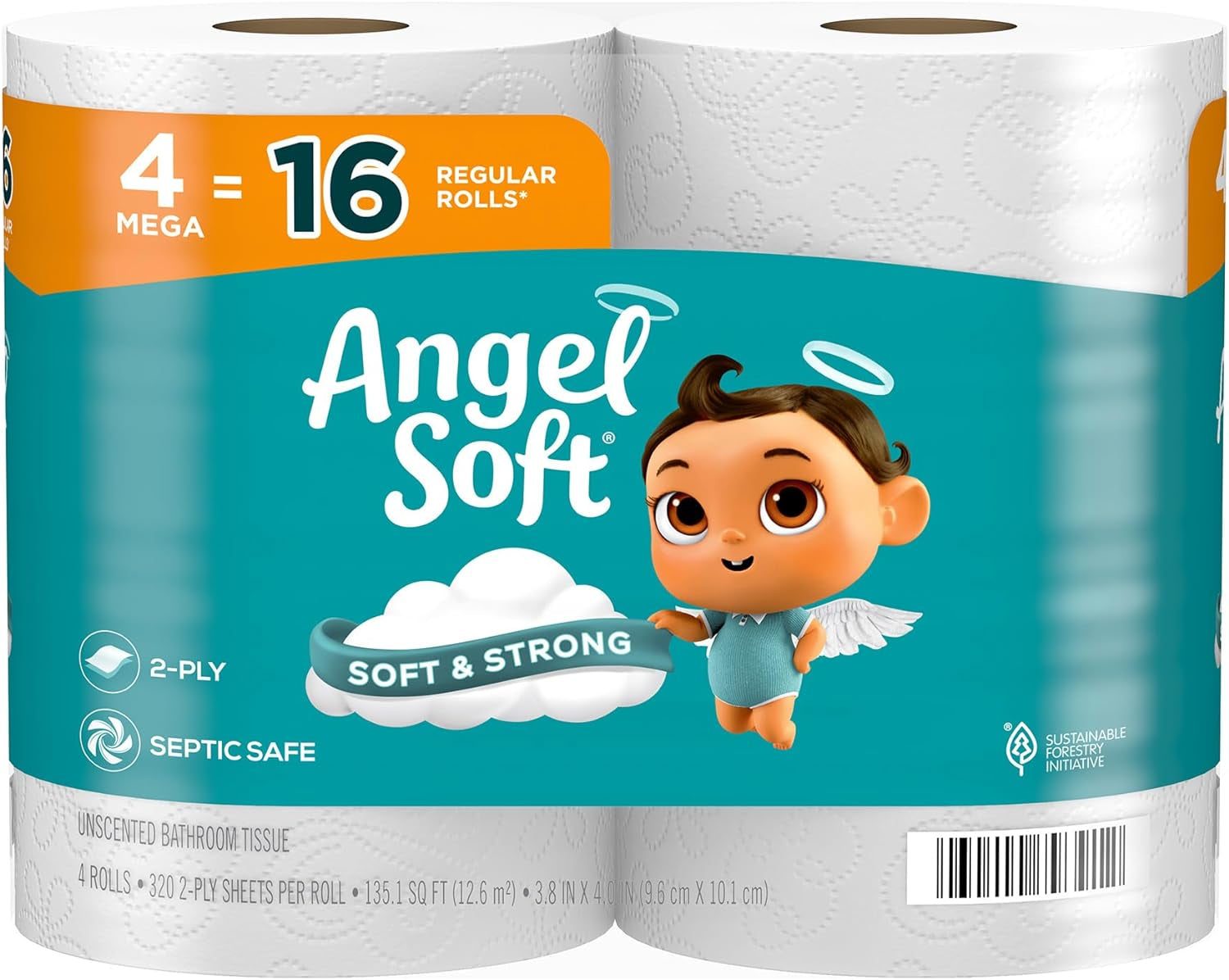 Toilet Paper, 48 Mega Rolls = 192 Regular Rolls, Soft and Strong Toilet Tissue